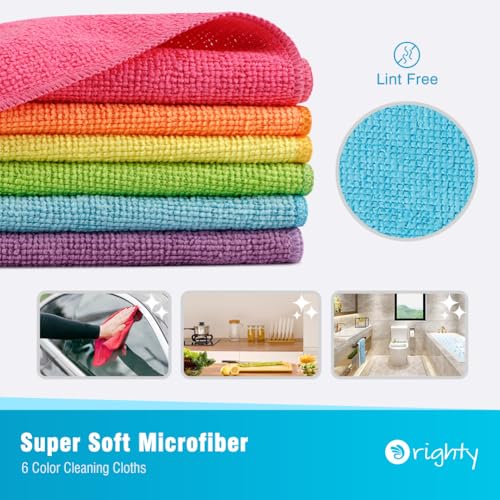 Orighty Microfiber Cleaning Cloth, Cleaning Rags, 24 Pack, 12x11 in - color: Multicolor, size: 24 Pack