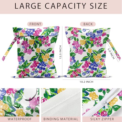 Swimsuit Bag Wet Bags for Travel Reusable Waterproof Dry Bags Diaper Bag Berry Coconut Wet Bag for Swimsuit Towels Beach Gym 10.2×12.6 Inches - color: Berry Coconut