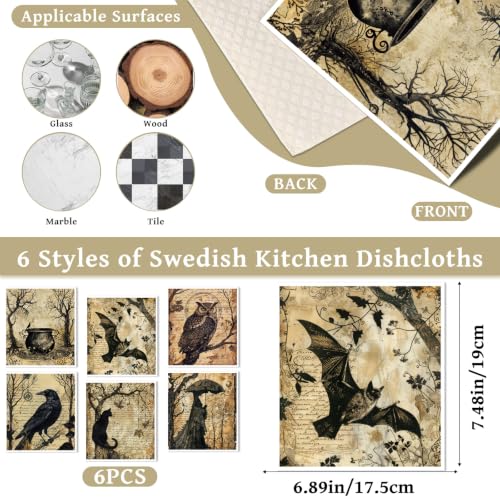 Halloween Swedish Dishcloths, Spooky Forest Dish Cloths Towels