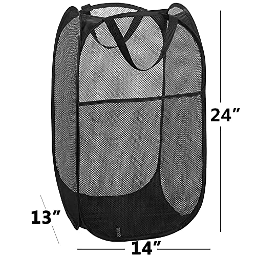 2 pop-up Laundry Hamper,Foldable mesh Laundry Baskets (Each with 2 Reinforced Handles)… - color: 2 Black