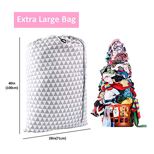 SWISSELITE Heavy Duty Laundry Bag, Large Travel Dirty Clothes Bag - color: Triangle Gray