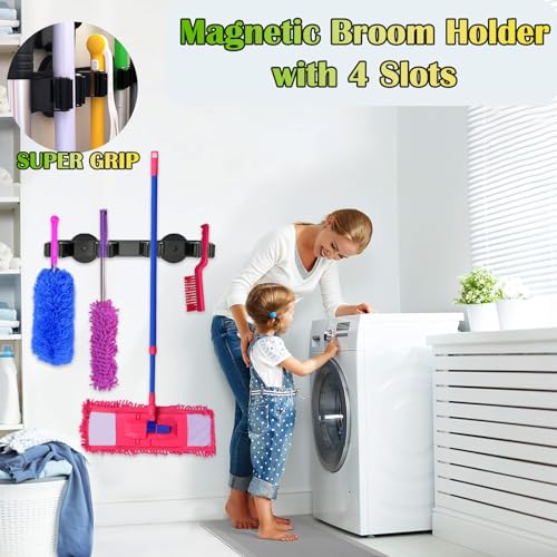 Strong Magnetic Mop Broom Holder | Heavy Duty, For Refrigerators, Magnet Wall Mount, Anti-slip Storage Rack, For Home Kitchen Workshop Laundry Garage - size: D66 Magnetic Mop Hanger