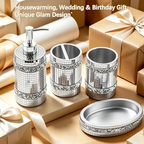 Silver Mosaic Soap Dish and Bathroom Tray, Shiny Soap Holder - size: Soap Dish