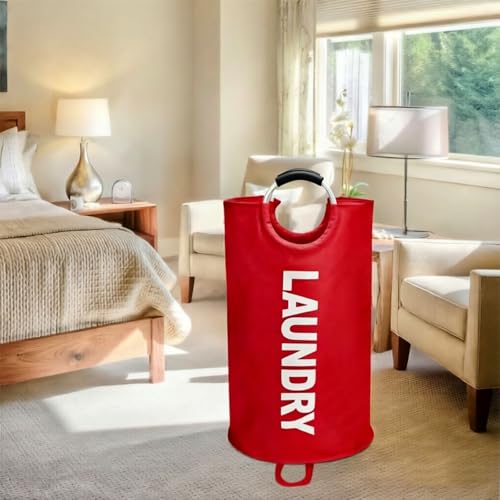 Maxsilan 90L Large Laundry Basket Bag, Collapsible Tall Hamper, Red - color: Red, size: 90L