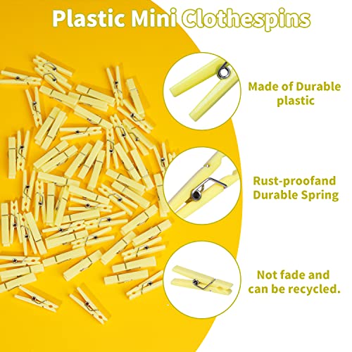 60Pcs Mini Clothespins for Baby Shower Games Yellow Clothes Pins 1.4 Inch - color: Yellow