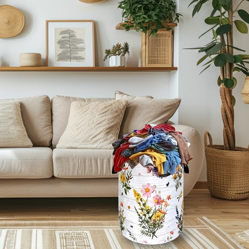 Hawaii Floral Laundry Basket Oxford Cloth Foldable Hamper 18.9x16.5 Inch - color: Hawaii Vintage Tropic Flower Leaves