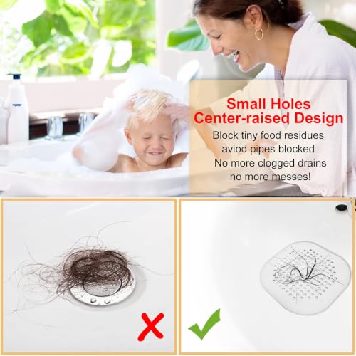 Bovinde Hair Drain Catcher,Square Cover for Shower 4 Pack (Pure White) - color: Pure White