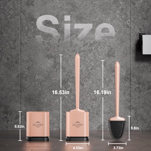 Sellemer Silicone Toilet Brush, Ventilation Slots Holder 1 Pack, Rose Gold - color: Rose Gold