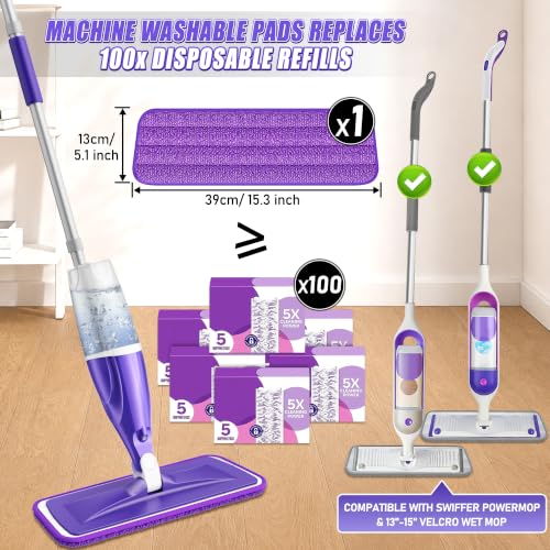 Spray Mops for Floor Cleaning: Hardwood Floor Mop Wet Dry Mop Refillable - color: Purple
