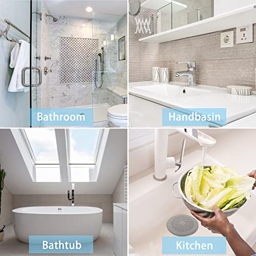 2-Pack Drain Hair Catcher Durable Silicone Hair Stopper Shower Drain Covers Easy to Install and Clean Suit for Bathroom Bathtub and Kitchen(Grey) - color: New Grey 2pack