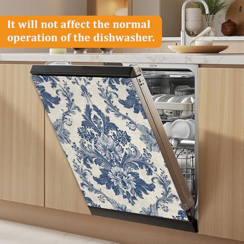 Vintage Floral Paisley Dishwasher Front Panel Cover, 23 x 26 Inch Magnetic Door Sticker, Reusable Easy Clean Appliance Decor for Fridge Door - color: Vintage Floral Paisley