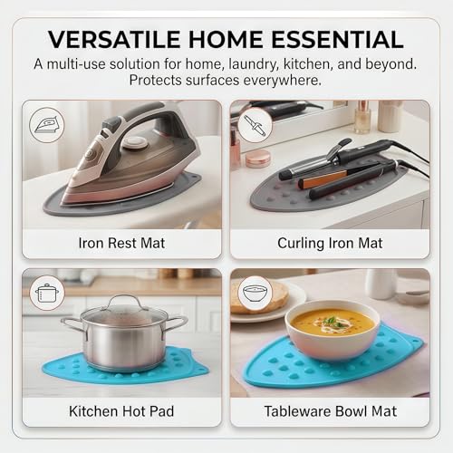 2 Pcs Silicone Iron Rest Pad, Blue/Gray - color: Blue & Gray