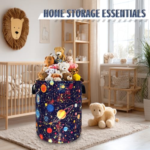 Planets Galaxy Laundry Basket Oxford Cloth Foldable Hamper 18.9x16.5 Inch - color: Watercolor Starry Sky Galaxy Planets