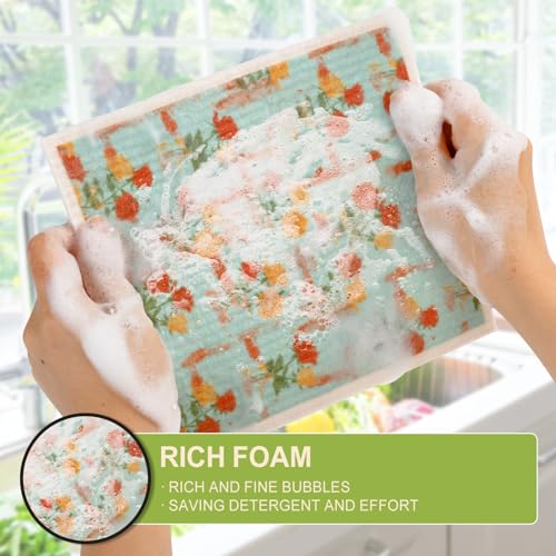 Swedish Dishcloths for Kitchen Reusable 6 Pack Kitchen Towels No Odor Quick-Drying Reusable Paper Towels Reusable Paper Towels Washable for Countertop, Sink, and Kitchen Rose - color: Rose