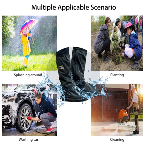 Waterproof Rain Boot Shoe Cover with Reflector Reusable & Foldable - color: Black, size: X-Large