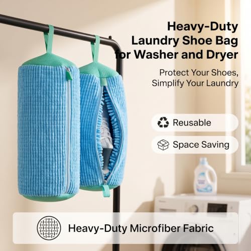 Shoes Washing Bag(2Pcs) Durable Sneaker Laundry Bag for Washer Dryer(Blue) - color: Blue