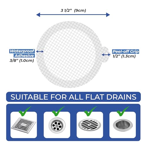 35 Pack Hair Catcher Shower Drain Disposable Mesh Stickers (Hair Catcher Single Ear)