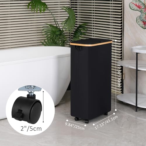 IEGrow Laundry Hamper with Wheels, 75L Laundry Basket with Bag,Black - color: Black, size: 75L