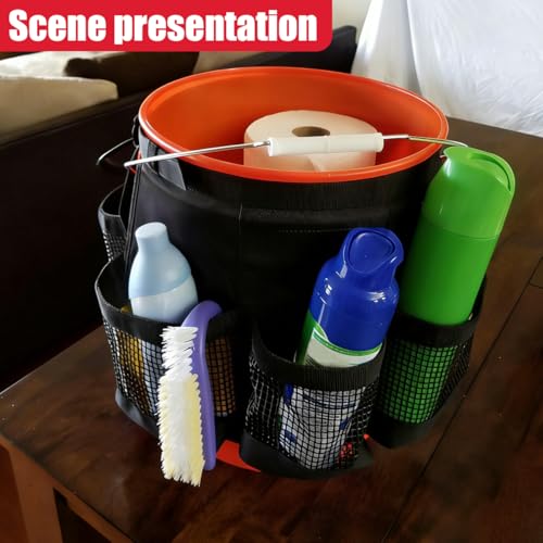 Craedli 5 Gallon Bucket Tool Organizer Bag Car Wash Caddy with Mesh Pockets