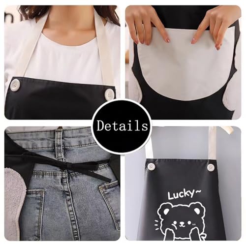 2 Pack Kitchen Apron with Hand Wipe,Water-drop Resistant with 2 Pockets Cooking Bib Aprons for Women Men Chef - color: Style 7