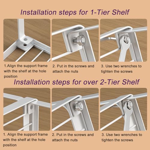 Kitchen Cabinet Storage Shelf Stackable Wire Spice Rack Organizer Heavy Duty Space Saver for Bathroom Bedroom Closet Laundry Room Office Countertop - White, Pack 1 - size: 15.35'' X 13.38'' X 12''