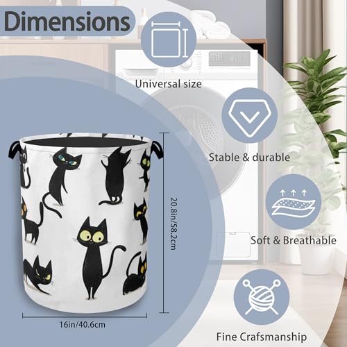 Funny Black Cat Laundry Hamper,Dirty Clothes Laundry Basket with Handles Waterproof Oxford Cloth Storage Basket for College Dorms Bathroom Bedroom 16" x 20.8" - color: Funny Black Cat