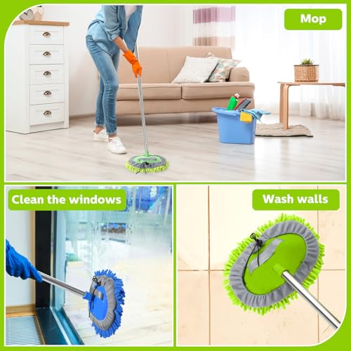 Layhit 5 Pcs Car Wash Mitt Set, Brush Not Included, Royal Blue and Green - color: Royal Blue and Green