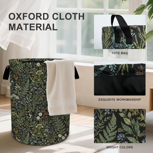 Vintage Herbs Floral Laundry Basket Laundry Hamper With Handles Collapsible Laundry Baskets Storage Basket For Room Bathroom Bedroom Decor - color: Vintage Herbs