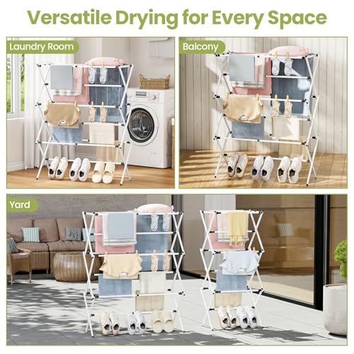 APEXCHASER Oversized Clothes Drying Rack, 45.28" H × 14.57" D - color: White, size: Large
