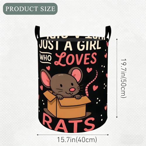 Cute Mouse Laundry Basket Hamper, Organizer Bins Gifts for Women Kids, Cartoon Heart Rat Foldable Waterproof Clothes Hamper Handles Storage Bucket for Bedroom Bathroom Room Decor 19.7"x15.7" - color: Mouse