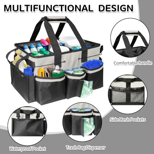Boczif Cleaning Caddy Bag Wearable,Cleaning Caddy Supplies Organizer(White) - color: White