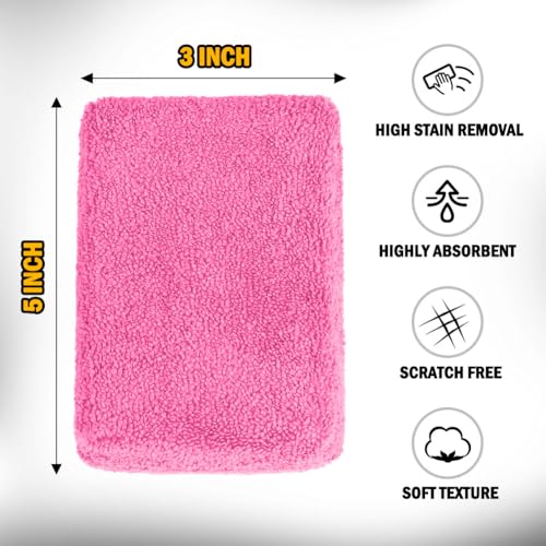 HOMEXCEL Microfiber Applicator Pads, Scratch-Free Car Wash Sponge for Cleaning, Premium Wax Foam Applicator Pads for Car Detailing, 5”x3”, 8 Pack, Pink - color: Pink