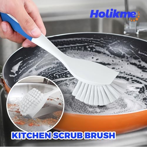 Holikme Dish Brush Cleaning Brush Set for Cleaning Groove Gap,Blue - color: Azul