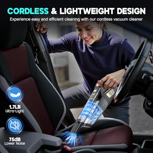 CKIKH Handheld Vacuum Cordless, 15000PA Hand Held Car Vacuum Cleaner - color: Black & Gold
