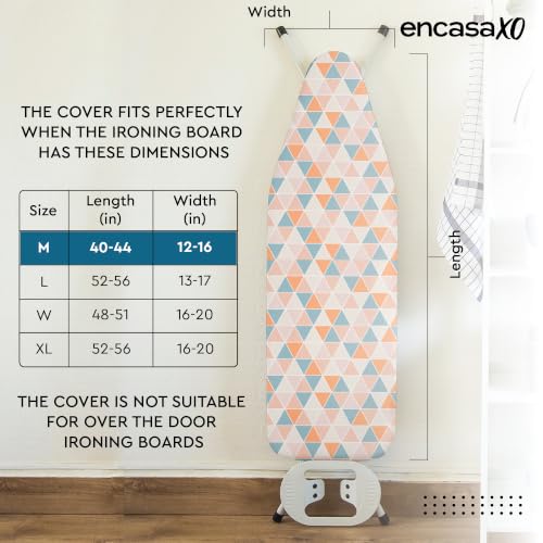 Encasa XO Ironing Board Cover and Pad, 42"x14" Medium, 4mm Felt - color: Blocks, size: Medium