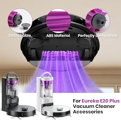 E20 Plus Replacement Parts for Eureka E20 Plus Robotic Vacuum Cleaner Parts with 2 Roller Brush, 4 HEAP, 6 Mops, 8 Side Brushes,1 Screwdriver, 1 Clean Brush