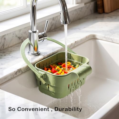 Kitchen Foldable Hanging Sink Drain Basket - Faucet Hanging Strainer Basket