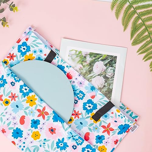 ALVABABY 2 Pack Large Wet Dry Bag Waterproof Hanging Cloth Diaper with Double Zippered Pockets 25x18 inches (Rainbow and flowers) - color: Rainbow and flowers