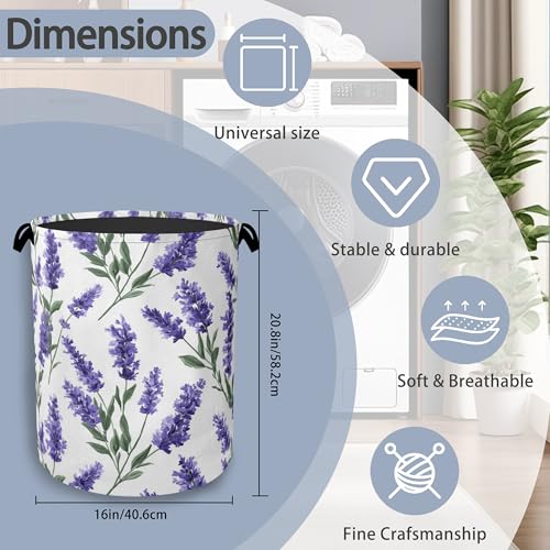 Lavender Laundry Basket,Oxford Cloth Laundry Hamper with Handle Foldable Portable Clothes Storage Basket for Bathroom Bedroom Dorm Room 16" x 20.8" - color: Lavender