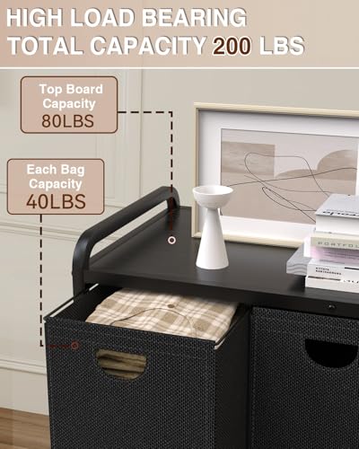 Laundry Sorter 3 Section,Laundry Basket with Wheels,3×15.8 Gal (60L) Black - color: Black, size: 3 Bags - 180L