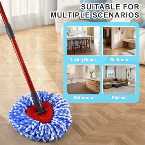 Mop Head Replacement for O Cedar, Spin Mop Replacement Head for Ocedar RinseClean 2 Tank System, Mop Heads Includeds 3 Mop Replacement Heads, 2 Upgrade Spin Scrub Brush, 1 Base & 1 Chenille Pad - size: for Ocedar 2 Tank