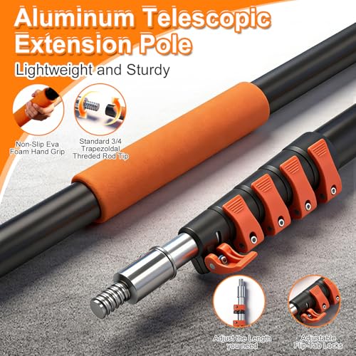 26FT Reach Telescopic Extension Pole Dual Lock for Paint/Cleaning - size: 20FT