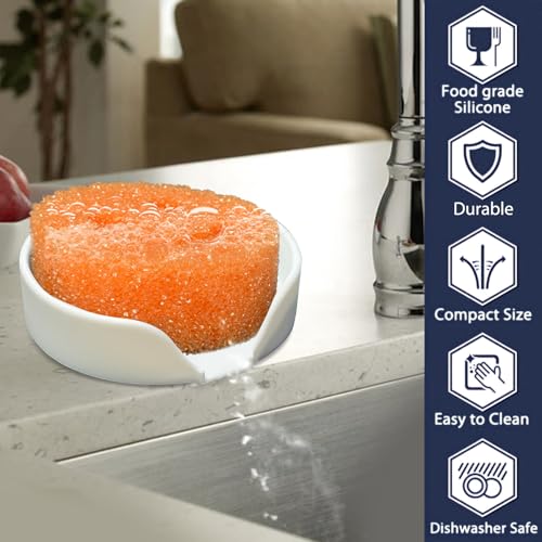 Sponge Holder for Scrub Daddy with Suction Cups and Drain Spout Kitchen Sink Caddy Organizer,Soap Dishes Holder Accessories Rack,Dishwasher Safe - 4.7"x4.7", Marble White - color: Marble White