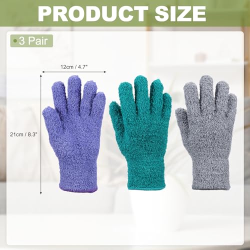 uxcell Microfiber Gloves, Reusable Washable Plant Dusting Gloves Cleaning Mittens for Auto Plants Household Kitchen - color: Purple/Peacock Green/Gray