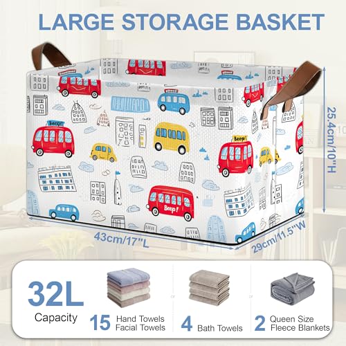 Car Storage Basket,Collapsible Storage Bin Cubes for Living Room Bedroom Blankets Home Storage 17x11.5x10Inch - color: Cute Car