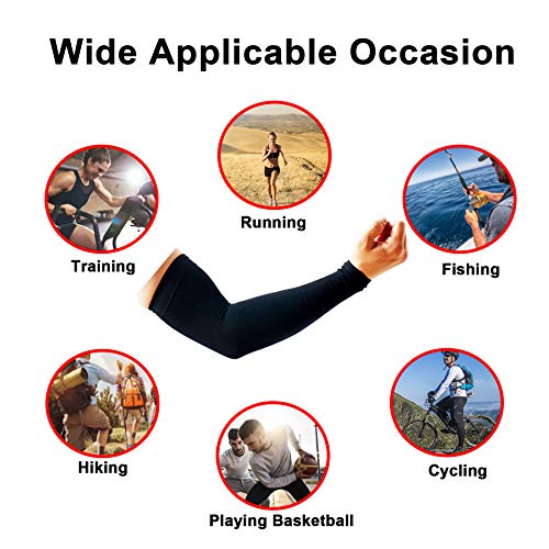 PFFY UV Protection Cooling Arm Sleeves for Men and Women UPF 50 Sun Sleeve - color: 1 Pair - Black+pink