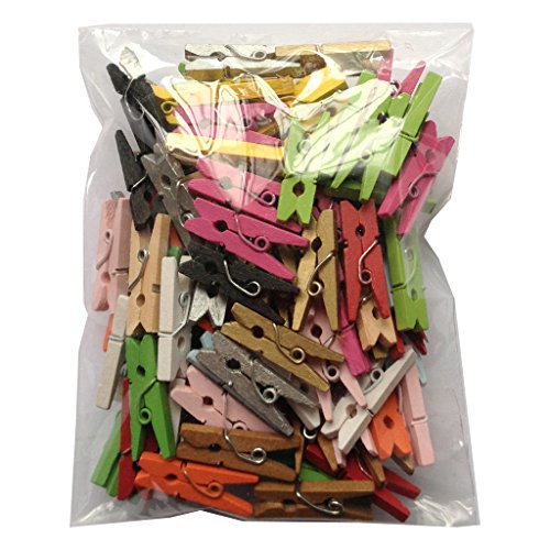 LWR CRAFTS Wooden Mini Clothespins 15 Colors 200 Per Pack 1" 2.5cm (All) - color: All
