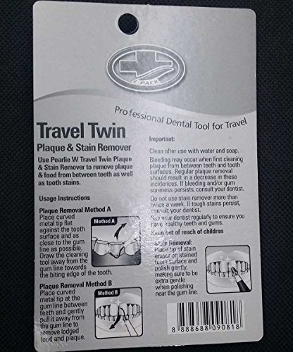 Dental travel tools Portable Double Travel Stain Plaque Remover & Dental Pick kit 2 Sets - color: blue white, size: 2 pair
