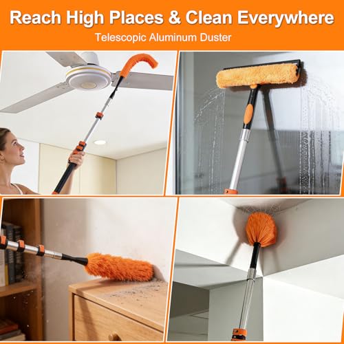 3-12FT Telescopic Extension Pole, Flip-Lock & Screw Dual Locking Extendable Pole, Multi-Purpose Paint Roller Extension Pole for Painting & Cleaning - size: 12 Feet