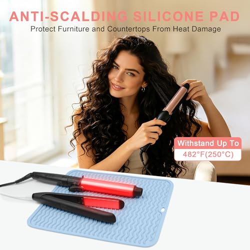 Oversize Silicone Heat Resistant Mat for Hair Tools - color: Blue